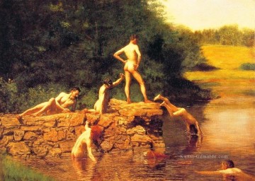 Das Schwimmen Loch Realismus Thomas Eakins Nacktheit Ölgemälde